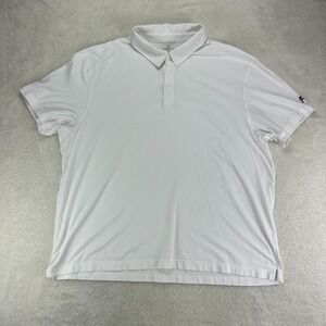 Fabletics 24-7 Polo Shirt Mens 2X White Stretch Sweat-Wicking Logo Short Sleeve